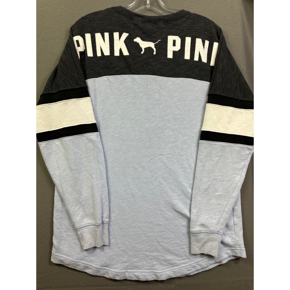 Victoria's Secret PINK Lace Up Colorblock Sweatshirt Grey Blue Women's Small S/P